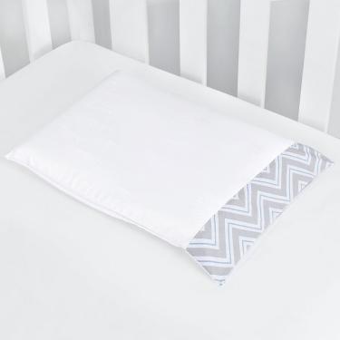 Imagem de Fronha Estampada Algodão Para Travesseiro Bebê 2 Peças - Chevron Azul