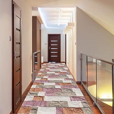 Imagem de HWBB Tapetes geométricos grandes para entrada, tapete de treliça quadrado, tapete antiderrapante para sala de jantar, cozinha (tamanho 1,4 x 3 m/1,6 x 3 m)