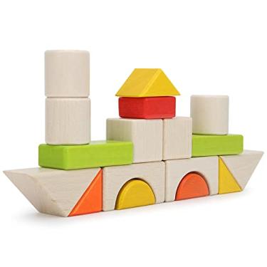 Imagem de Blocos de construção de brinquedo, blocos de madeira ecológicos para aprendizagem precoce para melhorar a comunicação familiar