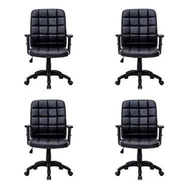 Imagem de Conjunto com 4 Cadeiras de Escritório Diretor Giratórias Fitz com Braços Ajustáveis Preto