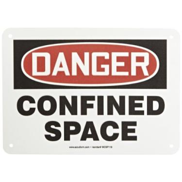 Imagem de Accuform MCSP116VP Placa de Segurança Plástica, Lenda "Espaço Confinado", 17,78 cm de Comprimento x 25,4 cm de Largura x 0,14 cm de Espessura, Vermelho/Preto sobre Branco