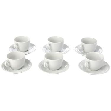 Imagem de Estojo com 6 Xícaras de de Chá com Pires. Modelo Redondo Voyage Coup. Branca. Fabricado pela Porcelana Schmidt.