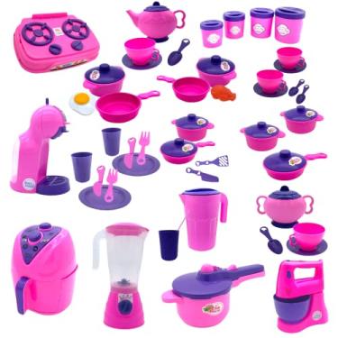 Imagem de Kit Rosa Cozinha Brinquedo Infantil 49 pçs
