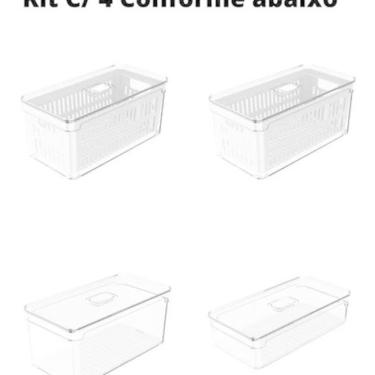 Imagem de Kit 4 Caixa Organizadora Geladeira Frutas Verduras Legumes