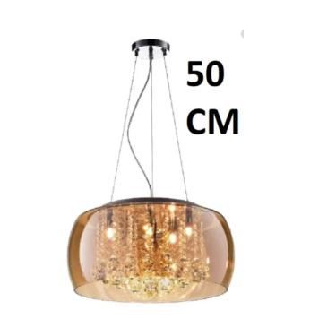 Imagem de Lustre Bacia De Cristal K9 Âmbar 50 Cm De Diâmetro 
