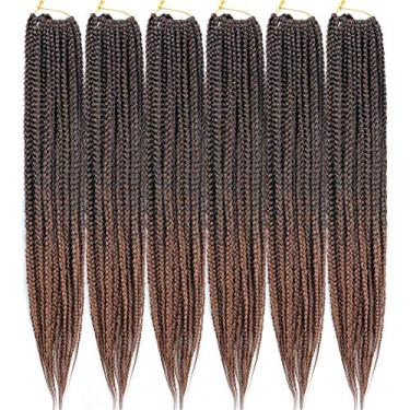 Imagem de Mayloss 6 Pacotes/lote (14/18/24/30) polegada 1 cm 20 Fios/pacote 3X Caixa Fina Trança Crochet Extensionin de Cabelo Diâmetro 3X Trança Sintética Extensões de Cabelo Crochet Tranças Cor de Cabelo (18 polegad, T1B/30)