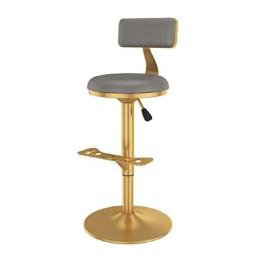 Imagem de Tamborete De Barra Cadeira De Balcão De Couro Pu Giratório Ajustável Com Encostos Banquetas De Barra, Cadeiras De Barra De Altura De Balcão, Pernas De Metal Dourado Com Apoio Para Cozinha, Bar