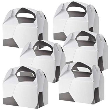 Imagem de Caixas para lembrancinhas de futebol ArtCreativity para doces, biscoitos e lembrancinhas temáticas esportivas â€“ Pacote com 12 caixas de biscoitos, caixas de papelão fofas para o time com alças para lembrancinhas de festa de aniversário,