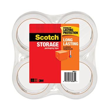 Imagem de Fita adesiva Scotch Moving & Storage, 4,88 polegadas x 54,6 jardas, núcleo de 3 polegadas, transparente, 4 rolos/pacote