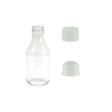 Imagem de Frasco De Vidro 210ml Incolor C/Tampa Lacre e Batoque (10 Peças) (Branca)