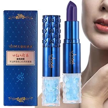 Imagem de Batom Hidratante Azul - Batom Blue Enchantress Lip Balm,Batom Mágico de Longa Duração, Bálsamo Care Changed Makeup