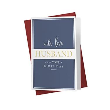 Imagem de Cartão de aniversário divertido para marido, ele – cartão de aniversário para ele da esposa – marido, cartão de aniversário do namorado – com envelope (com amor marido)