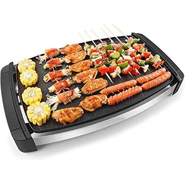 Imagem de AINAD Churrasqueira interna de 1800 W, sem fumaça, 5 passos da configuração de temperatura, adequada para churrasco elétrico portátil em família, removível e fácil de limpar