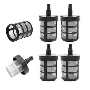Imagem de 4 pacotes de filtros de mangueira domésticos, coador de mangueira de jardim com criptografia de aço inoxidável de camada dupla, tela de filtro de entrada de bomba de água com conexão de farpa de 3/8", 1/2" para bombas de óleo pulverizador, lavadora de pressão