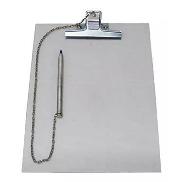 Imagem de Prancheta Ofício Acrílico Com Caneta Suporte Prendedor Metal