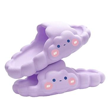 Imagem de Pantufas infantis tamanho 9 slides de nuvem 3D para crianças meninos meninas chinelos de nuvem fofos antiderrapante novidade dedo do pé aberto (roxo, 17)