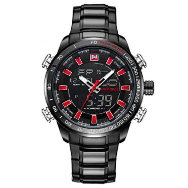 Imagem de Relógio de pulso masculino NAVIFORCE Military Sport de quartzo completo com LED analógico digital, Black Red