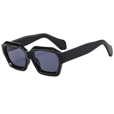 Imagem de Óculos de Sol Retangulares Masculino Feminino Designer Decoração Jelly Frame Quadrado Shade Óculos de Sol Óculos de Sol UV400, C1 Preto Brilhante, Tamanho Único