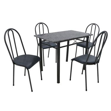 Imagem de Conjunto de Mesa com 4 Cadeiras Genebra Couro Sintético