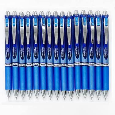 Imagem de Pentel EnerGel Deluxe RTX caneta de gel líquido retrátil, 0,5 mm, linha fina, ponta de agulha, tinta azul/corpo azul/conjunto de valor