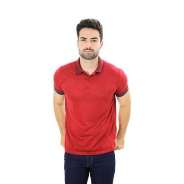 Imagem de Camiseta Masculina Gola Polo Prime De Viscose Vermelho E Marinho - Ixó
