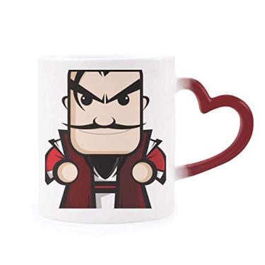 Imagem de Caneca chinesa chinesa chaogai desenho sensível ao calor caneca vermelha mudança de cor grés copo
