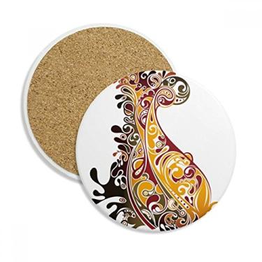 Imagem de Caneca de porta-copos colorida com desenho de animal de pavão Caneca de proteção de mesa Pedra absorvente