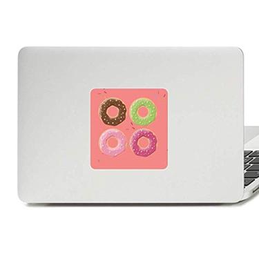 Imagem de Adesivo de vinil para laptop com padrão de sobremesa de quatro donuts Group Decoração de policarbonato