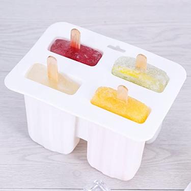 Imagem de jia cool Molde de sorvete, 10 células, gel de sílica clássico, reutilizável, conjunto de moldes de picolé, picolé, máquina de fazer sorvete, crianças, ferramentas para fazer sorvete, com quatro eleições (110 varas de madeira))
