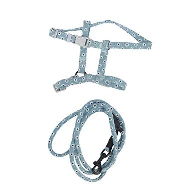 Imagem de Conjunto de arnês e trela para gatos, conjunto de trela ajustável de coelho conjunto de arnês de tração nas costas e trela para animais de estimação para gatos pesando 2,5 a 10 kg (flor verde claro, P)