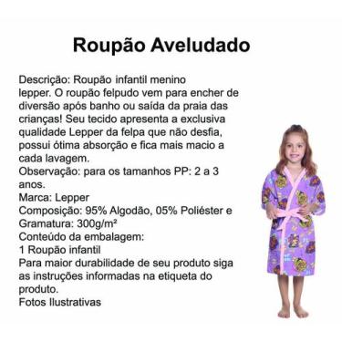 Imagem de Roupão Aveludado Infantil Menina Barbie Estampado Quimono - Pp - Leppe