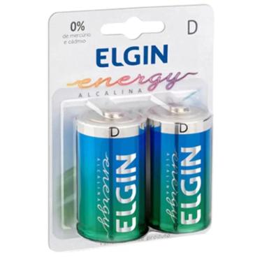 Imagem de Pilha Grande D Alcalina Com 2 Unidades Elgin Lr20 1,5v