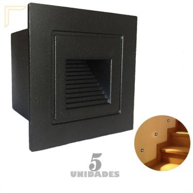 Imagem de Kit 5 Balizador Externo Embutir Parede Preto Mini Escada