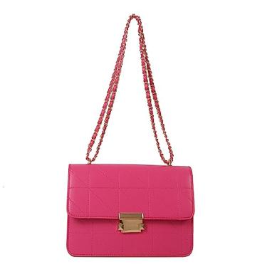 Imagem de Bolsa transversal para mulheres em couro PU, bolsa de ombro pequena, bolsa clutch fashion e versátil para a noite (Rose Red)