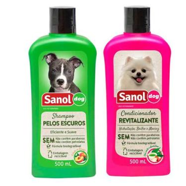 Imagem de Kit Combo Para Banho Em Cães: Shampoo Pelos Escuros E Condicionador Re
