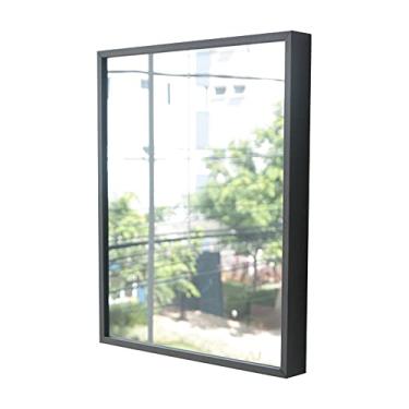 Imagem de Espelho com Moldura Retangular Decorativo Sala Banheiro Quarto (Preto)