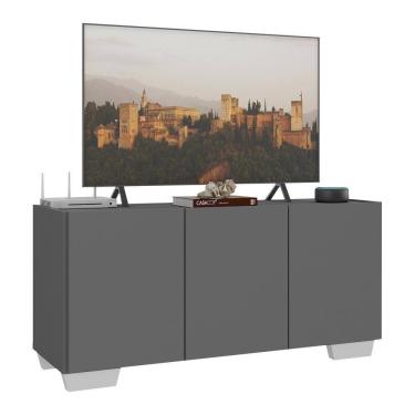 Imagem de Rack Para Tv Até 32 Polegadas Com 3 Portas Multimóveis Mp1068 Grafite/branco Grafite/branco