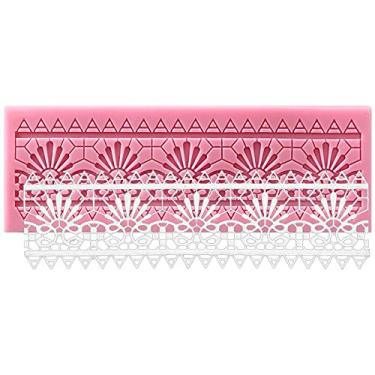 Imagem de Sugarcraft Ferramenta de decoração de bolo retangular borda de renda europeia molde de silicone em forma de renda 16,5 x 5,5 x 0,5 cm