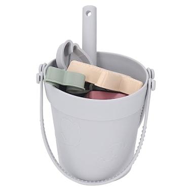 Imagem de Conjunto de Brinquedos de Balde de Praia Infantil, Fácil de Limpar Silicone Moda Crianças Brinquedos de Praia Definidos para Areia (Cinza)