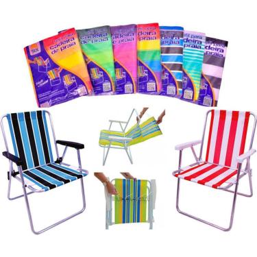 Imagem de Kit 10 Capas Refil Cadeira de Praia Dobrável Fácil Substituição Azul