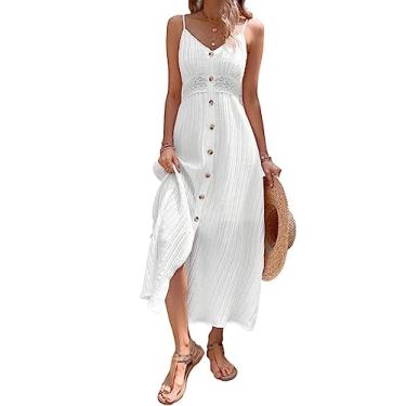 Imagem de Camisa Feminina Button Front Cami Dress (Color : White, Size : CH)