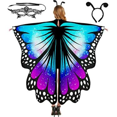 Imagem de PinkUnicoon Asas de borboleta para mulheres, capa de asa de borboleta de Halloween para adultos, fantasia de Halloween, capa feminina de fada, #010, Free