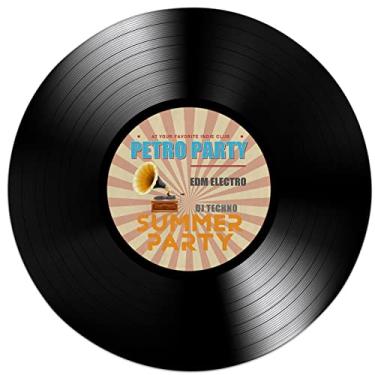 Imagem de YEAHSPACE Tapete de disco redondo 101,6 cm retrô música sala de jogos sala de estar quarto decoração retrô disco de vinil CD preto