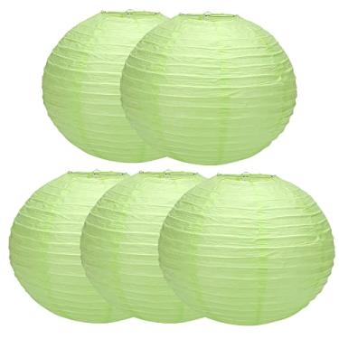 Imagem de Lanternas de papel japonesas chinesas 40,6 cm, 5 pacotes (verde, 40,6 cm)