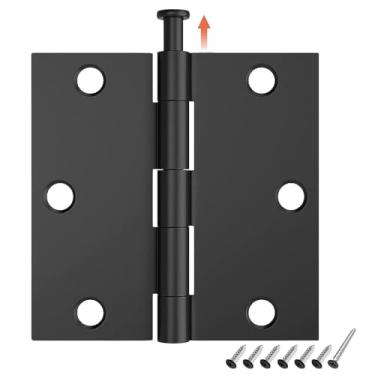 Imagem de HOSOM Pacote com 6 dobradiças pretas de 8,5 cm com canto quadrado, dobradiça interna preta fosca para quarto, banheiro, armário e mais