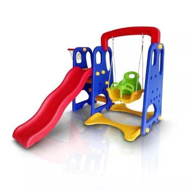 Imagem de Playground Infantil 3x1 Escorregador Balanço e Cesta Importado