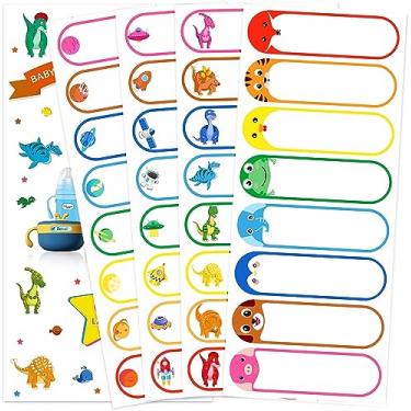 Imagem de Etiquetas de mamadeiras para creche, 64 peças de etiquetas à prova d'água com nome escolar para crianças, suprimentos de etiqueta de nome de creche