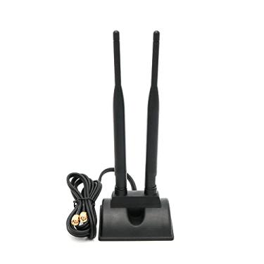 Imagem de Antena WiFi macho RP-SMA de banda dupla de 2,4 GHz 5 GHz + cabo fêmea IPEX MHF4 para RP-SMA de 9,8 polegadas para computador com placa de rede M.2 NGFF