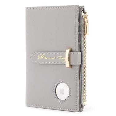 Imagem de Porta-passaporte AirTag, carteira de passaporte Air Tag para mulheres, Cinza, Clássico