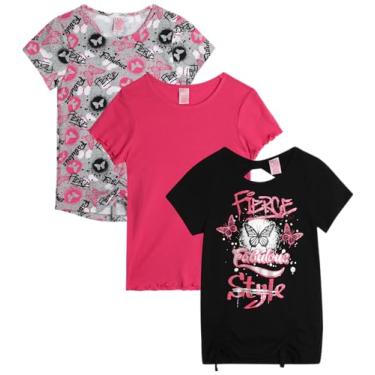 Imagem de Real Love Camiseta para meninas - Pacote com 3 camisetas de manga curta da moda - Camisetas estampadas modernas - Pacote com várias camisetas para meninas (7-16), Estilo feroz, 14-16